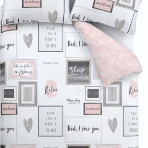 Růžovo-bílé povlečení na dvoulůžko 200x200 cm Sleep Dreams – Catherine Lansfield