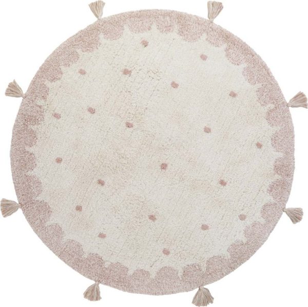 Růžovo-krémový ručně vyrobený bavlněný koberec Nattiot Mallen