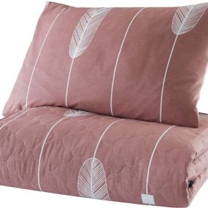 Růžový přehoz přes postel s povlakem na polštář z ranforce bavlny Mijolnir Modena