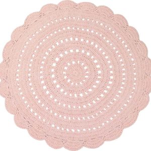 Růžový ručně háčkovaný koberec z bavlny Nattiot Alma