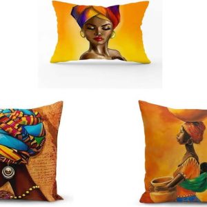 Sada 3 povlaků na polštáře Minimalist Cushion Covers African Culture
