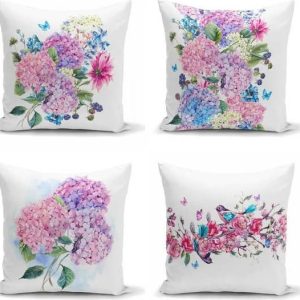 Sada 4 dekorativních povlaků na polštáře Minimalist Cushion Covers Purple Pink