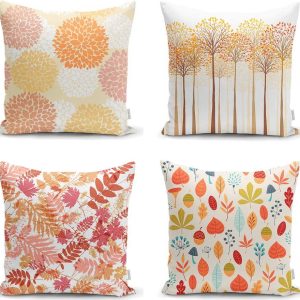 Sada 4 povlaků na polštáře Minimalist Cushion Covers Autumn Design