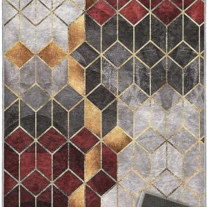 Šedo-vínový pratelný koberec běhoun 80x200 cm – Mila Home