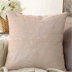 Světle růžový povlak na polštář s příměsí bavlny Minimalist Cushion Covers Leaves