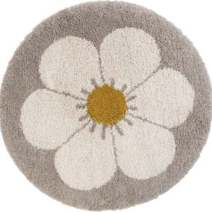 Světle šedo-krémový dětský koberec ø 120 cm Bohemian Daisy – Nattiot