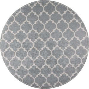 Světle šedý pratelný kulatý koberec ø 100 cm – Vitaus