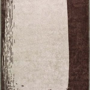 Tmavě hnědo-krémový pratelný koberec 150x80 cm - Vitaus