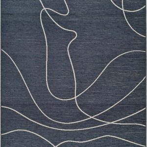 Tmavě modrý venkovní koberec s příměsí bavlny Universal Doodle