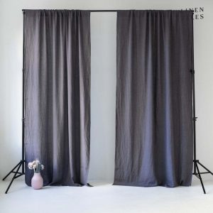 Tmavě šedý závěs 140x300 cm Night Time – Linen Tales