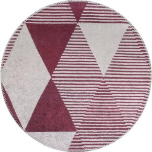 Vínový pratelný kulatý koberec ø 80 cm Yuvarlak – Vitaus