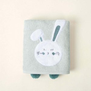 Zelená bavlněná dětská osuška 75x50 cm Bunny - Foutastic