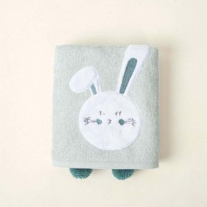 Zelená bavlněná dětská osuška 75x50 cm Bunny - Foutastic