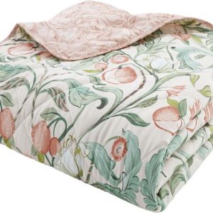 Zeleno-růžový přehoz na dvoulůžko 220x230 cm Clarence Floral - Catherine Lansfield