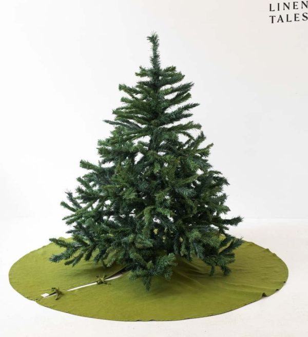 Zelený kulatý koberec pod vánoční stromek ø 125 cm – Linen Tales