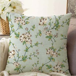 Zelený povlak na polštář s příměsí bavlny Minimalist Cushion Covers Blooming