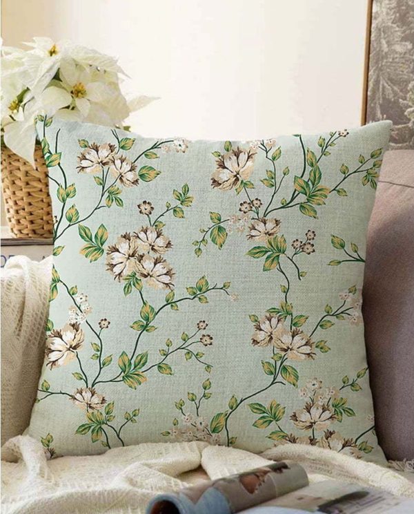 Zelený povlak na polštář s příměsí bavlny Minimalist Cushion Covers Blooming