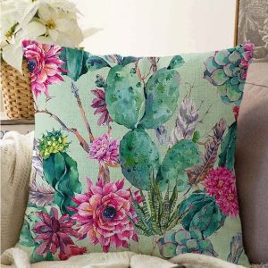 Zelený povlak na polštář s příměsí bavlny Minimalist Cushion Covers Cactus