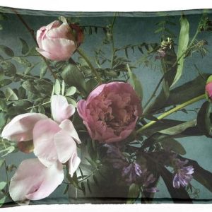 Zelený sametový polštář s květinovým vzorem Velvet Atelier Bodegon