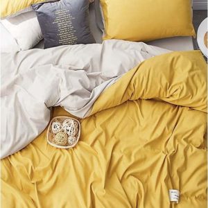 Žluto-krémové bavlněné povlečení na dvoulůžko/prodloužené s prostěradlem 200x220 cm – Mila Home