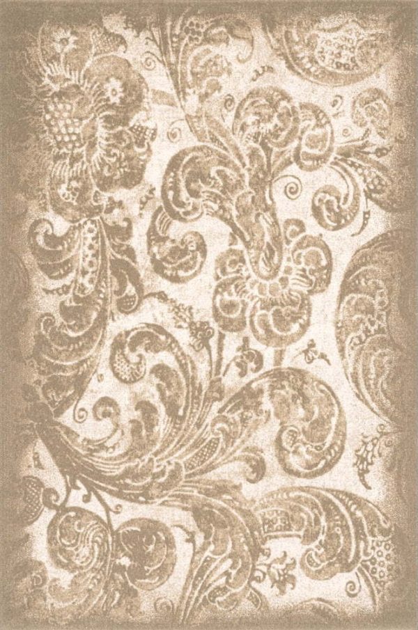 Béžový vlněný koberec 133x190 cm Damask – Agnella