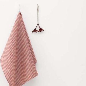 Lněná utěrka 45x65 cm Red Natural Stripes – Linen Tales