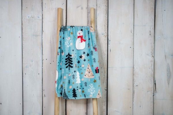 Modrá vánoční deka z mikroplyše 200x150 cm Winter Time - My House