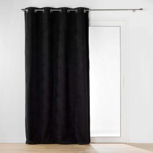 Černý závěs z materiálu bouclé 140x240 cm Wooly – douceur d'intérieur