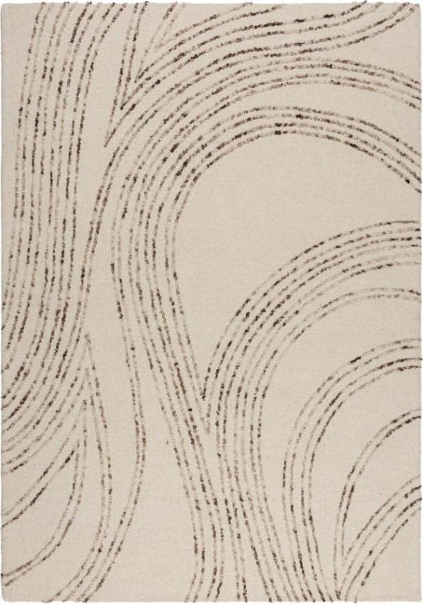 Hnědo-krémový vlněný koberec 120x170 cm Abstract Swirl – Flair Rugs