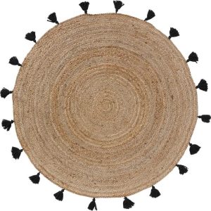 Kulatý koberec v černo-přírodní barvě ø 120 cm Shira – douceur d'intérieur