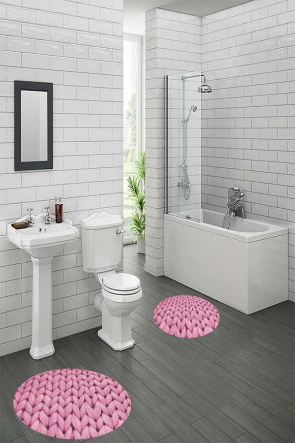 Růžové koupelnové předložky v sadě 2 ks ø 60 cm – Mila Home