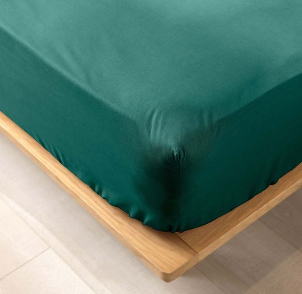 Zelené napínací prostěradlo z Bio bavlny 140x190 cm Biolina – douceur d'intérieur