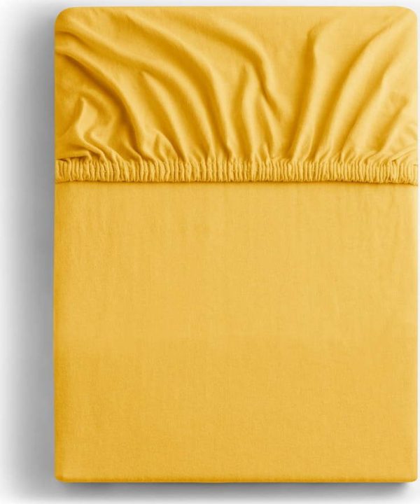 Žluté džersejové prostěradlo DecoKing Amber Collection