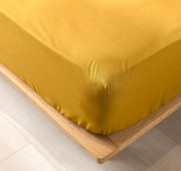 Žluté napínací prostěradlo z Bio bavlny 140x190 cm Biolina – douceur d'intérieur