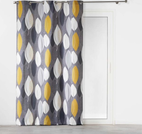 Žluto-šedý závěs 140x240 cm Leafy – douceur d'intérieur
