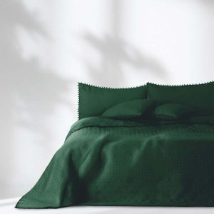 Lahvově zelený přehoz na postel AmeliaHome Meadore