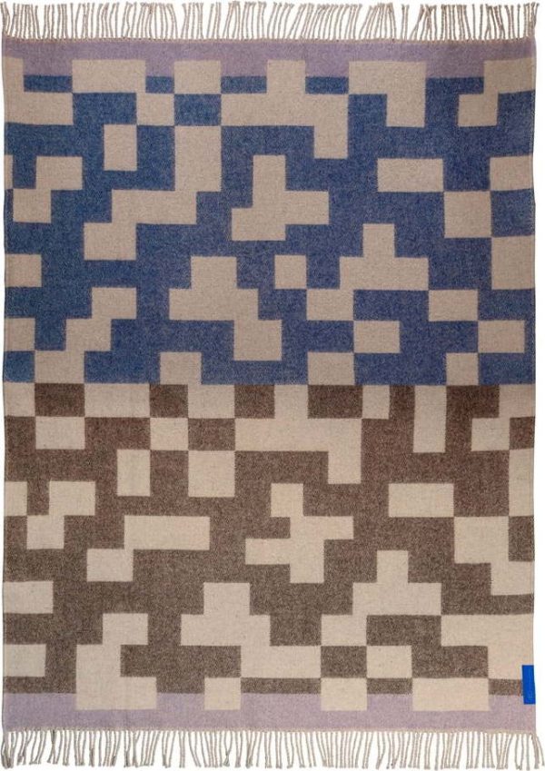 Modro-hnědá deka s příměsí vlny 130x190 cm Maze – Mette Ditmer Denmark