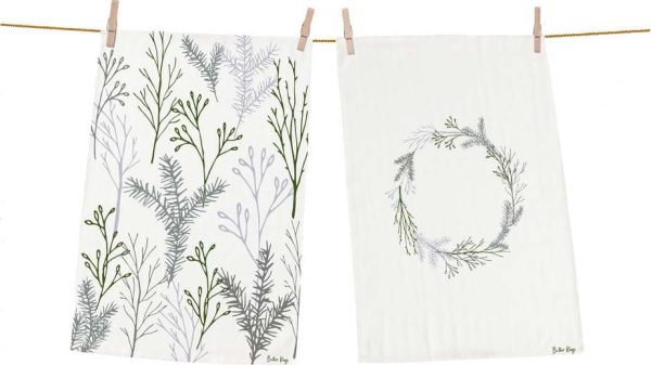 Bavlněné utěrky v sadě 2 ks 50x70 cm Christmas Twigs – Butter Kings