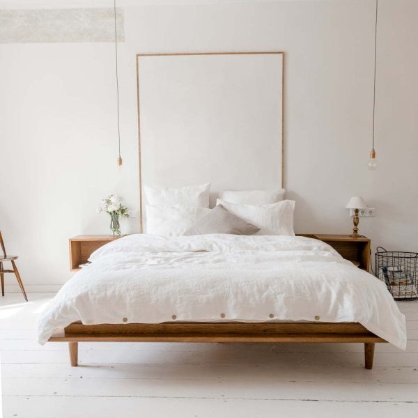 Prodloužené bílé povlečení na jednolůžko s příměsí lnu 165x220 cm – Linen Tales