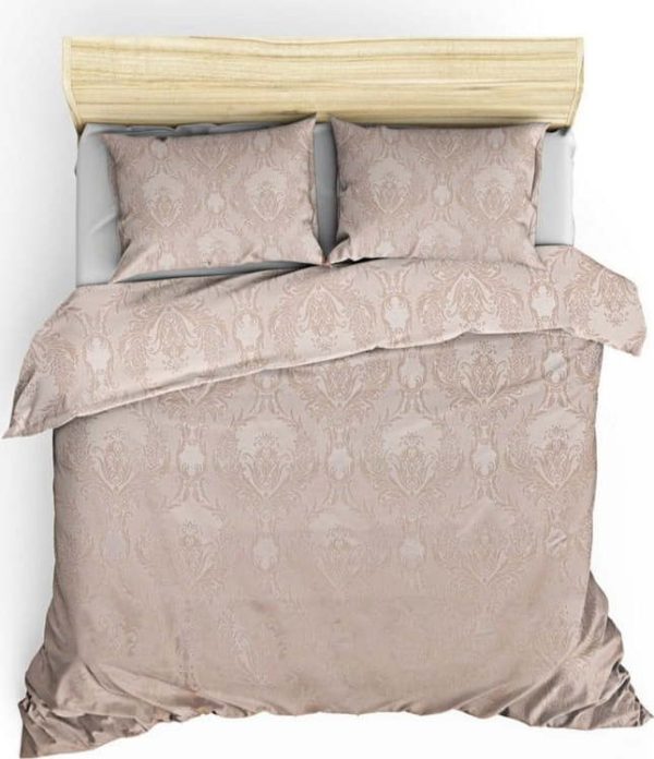 Béžový damaškový set přehozu a povlaků na polštář 240x260 cm Beste – Mijolnir