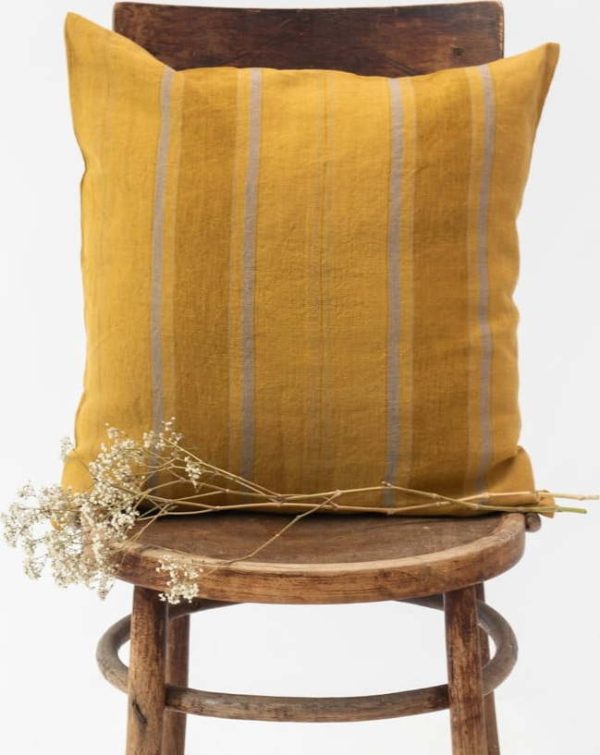 Lněný povlak na polštář 50x50 cm Amber Bronze Stripes – Linen Tales
