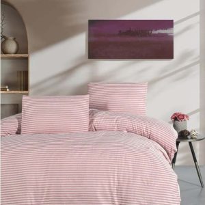 Růžové 4dílné prodloužené povlečení na dvoulůžko s prostěradlem 200x220 cm – Mila Home