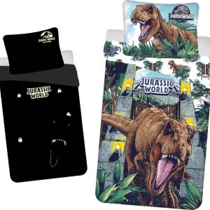 Bavlněné dětské povlečení se svítícím efektem na jednolůžko 140x200 cm Jurassic World – Jerry Fabrics