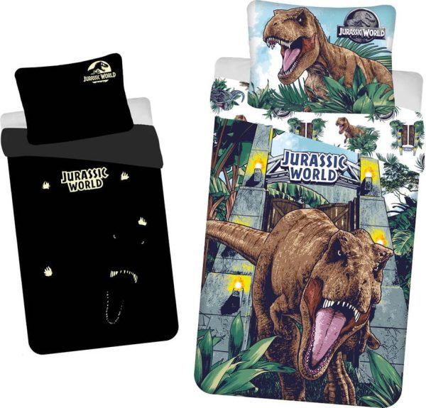 Bavlněné dětské povlečení se svítícím efektem na jednolůžko 140x200 cm Jurassic World – Jerry Fabrics