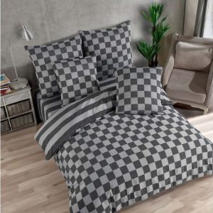 Antracitové damaškové povlečení na dvoulůžko 200x200 cm Kareli – Mijolnir