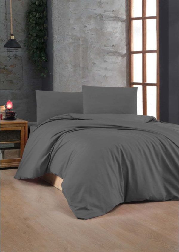 Antracitové povlečení na jednolůžko z bavlny Renforcé 140x200 cm – Mijolnir