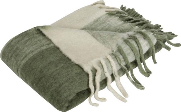 Bílo-zelená deka 200x140 cm Inlet - Hübsch