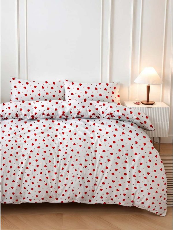 Červeno-bílé povlečení na dvoulůžko 200x200 cm Love Heart – Mijolnir