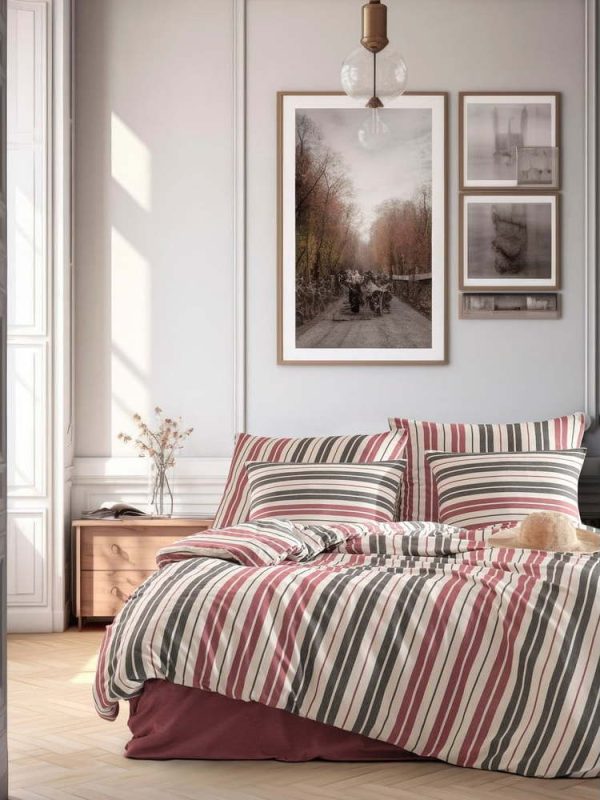 Červeno-šedé povlečení na dvoulůžko 200x200 cm Monaco – Mijolnir