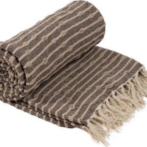 Hnědo-béžová deka s příměsí recyklovaných vláken 125x150 cm – Ixia